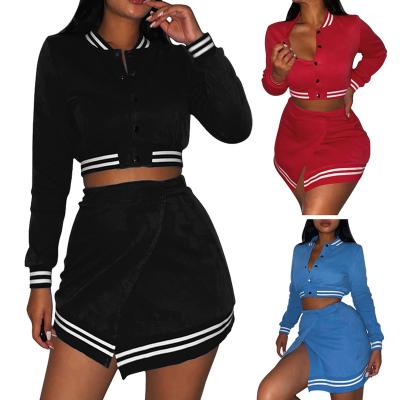 China Active Sporty High Waist Women Skirt Suit Skirt Set Anti-Static Two Piece Set Jacket College 2 Piece Assortment Sets Outfits For Women RS01116 for sale