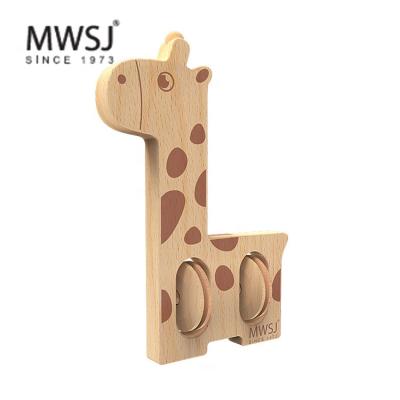 China Environment Wholesales Custom Cartoon Animal Wooden Baby Rattle Teething Toys for sale