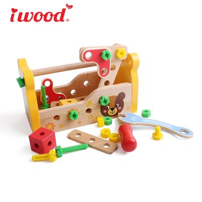 China Environmental Iwood DIY Series Pretend Play Toy Kids Portable Tool Box Wooden Handmade for sale