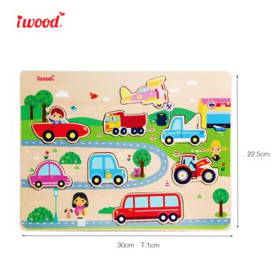 China Environmental iWood Series High Quality And Non-Toxic Paint Peg Vehicle Wooden Puzzle for sale