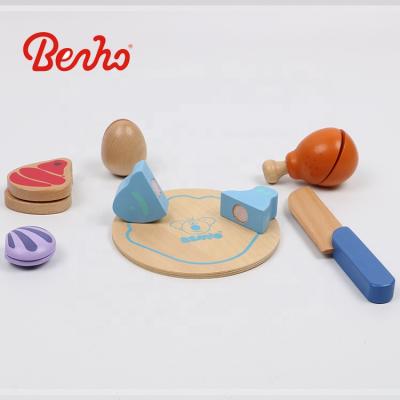 China Wooden Environment Meat Cutting Game Toys Kitchen Set For Kids Children for sale