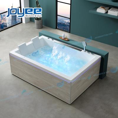 China TOP SELLING Large 2 Couple People HOTEL Bathtub Three Side SPA BATHTUB Soaking Skirt JOYEE Music Led Waterfall Whirlpool Tub for sale