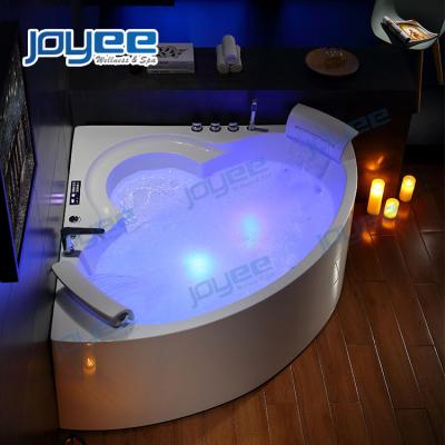 China Pleasant Skirted Massage Hot Tub (Straight Skirt) JOYEE Luxury Indoor Hydraulic Indoor Corner Whirlpool Bathtub Double Side Design 2 Person for sale