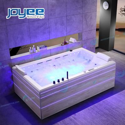 China JOYEE ERC Computer Control Skirted Corner Whirlpool Bathtub Air Bubble Jets Massage Hot Tub 2 People Use Large Bathtub Indoor Bathroom for sale