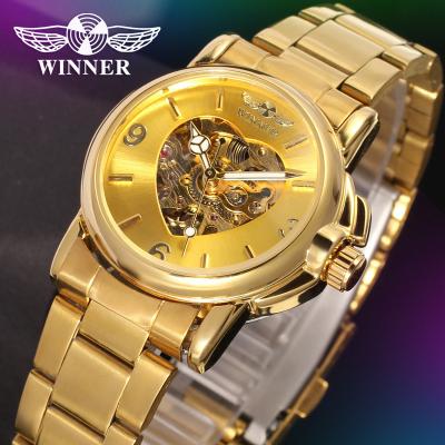 China Power Reserve China Factory T Winner Brand Gold Watches OEM Skeleton Automatic Mechanical Women's Wrist Watch Lady Minimalist Elegant Luxury for sale