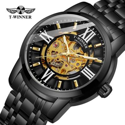 China Power Reserve Forsining Men's Watch Mechanical Automatic Self-wind Wristwatch Gold Transparent Skeleton Watches For Man for sale