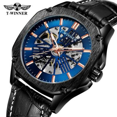 China 2021 China Manufacturer T-Winner Factory Watch Moonphase Power Reserve Luxury Mechanical Automatic Men's Skeleton Wristwatch 2021 Water Resistant for sale