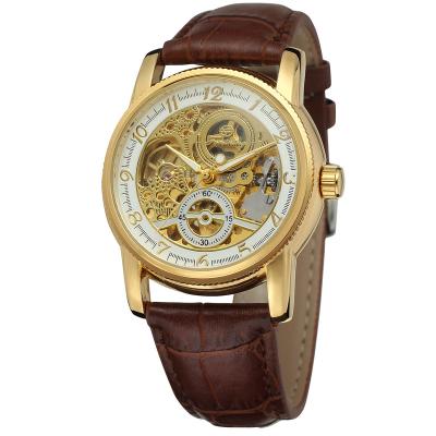 China Power Reserve Factory Wholesale Hot Sale FORSINING Genuine Leather Male Automatic Skeleton Wrist Watch for sale