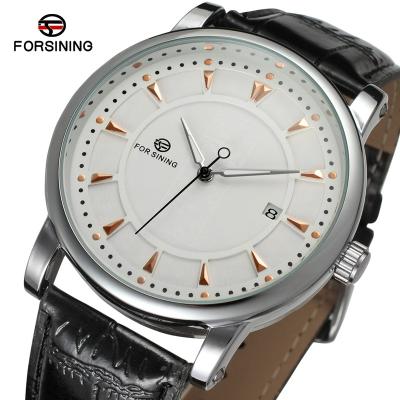 China Day/Date Watch China Fashion Leather Case Mens Business Custom Logo Automatic Date Display Wrist Watch for sale