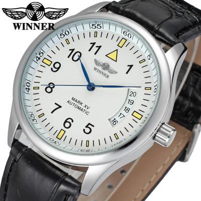 China Power Reserve Watch China Men's Case Fashion Black Leather Business White Strap Customized Glass Automatic Wristwatch for sale