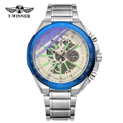 China 2020 hot sale T-WINNER power reserve fashion water resistant luxury men's skeleton watches reloj for sale