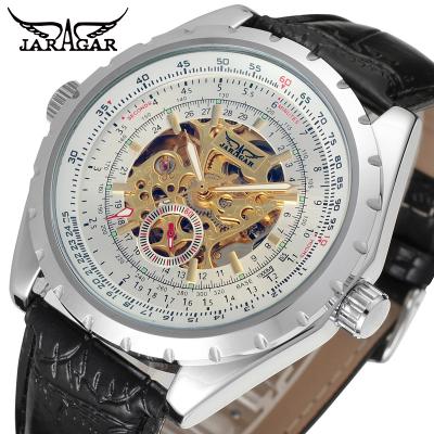 China Power Reserve 2020 JARAGAR Leisure Fashion Men Watches Automatic Skeleton Leather Strap Hot Selling Wrist Watch for sale