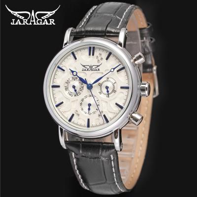 China Jaragar 2020 Hot Sale Brand China Day/Date Casual Men's Watches Automatic Genuine Leather 24 Hours Wrist Watch for sale