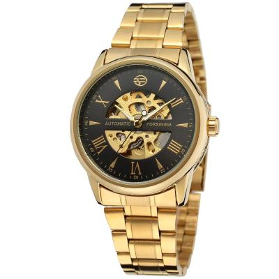 China Luxury China Factory Forsining Men's Power Reserve Automatic Wrist Watch Stainless Steel Skeleton OEM Watches for sale