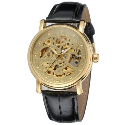 China New Model Power Reserve Mechanical Men's Watch Gold Automatic Skeleton Mechanical Men's Erkek Otomatik Kol Saati for sale