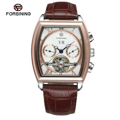 China New Design Power Reserve Tourbillion Watch Men's Automatic Wristwatch With Genuine Leather for sale