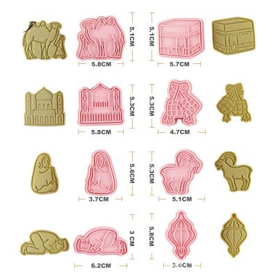 China Viable 8 Pcs/Set EID Mubarak Moon Cake Molds Plastic DIY 3D Bake Tools Ramadan Biscuit Cookie Cake Cutters for sale