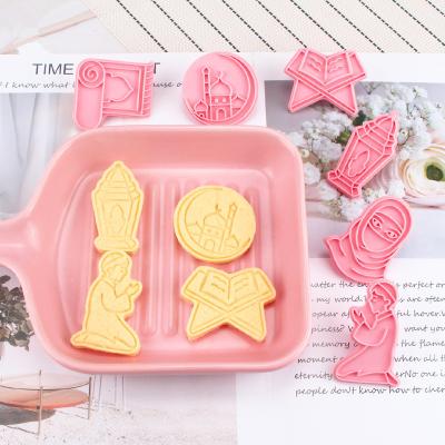 China Viable 6 Pcs/Set EID Mubarak Moon Cake Molds Plastic DIY 3D Bake Tools Ramadan Biscuit Cookie Cake Cutters for sale