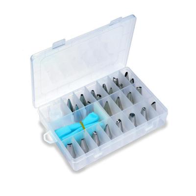 China Sustainable Amazon tending cake decorating tips include 24pcs icing piping nozzles 2 couplers 1 pastry bag with PVC box for sale