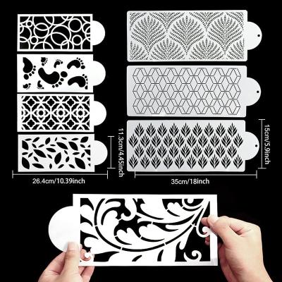 China Laser-Cut Custom Wholesale Viable Sugar Sieve Template DIY Art Stencil Cake Decorating Cake Stencil Plastic Stencils for sale