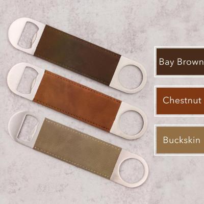 China Custom Personalized Engraved Bottle Opener Beer Beer Stainless Steel Leather Bottle Opener for sale