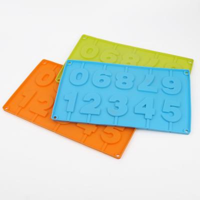 China Amazon Viable Hot Selling 0-9 Figure Numbers Silicone Ice Cube Trays / Silicone Lollipop Mold Cake Candy Molds for sale