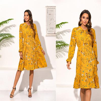 China In 2020 anti-static anti-static large number of sheathed floral long women's dresses with long straps and thin waist chiffon casual skirt for sale