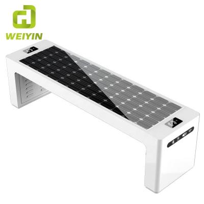 China Best Steel Design Galvanized White Color Solar Power WiFi Hotpot Smart Mobile Garden Filling Bench for sale