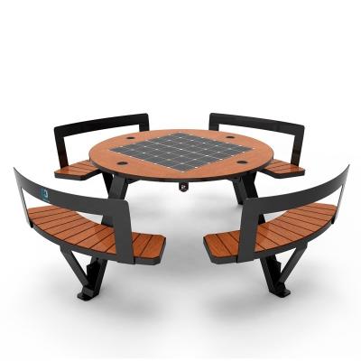 China #201 Stainless+WPC Wood WiFi USB Hotspot and Solar Cell Wireless Mobile Power Chargers Outdoor Picnic Table for sale