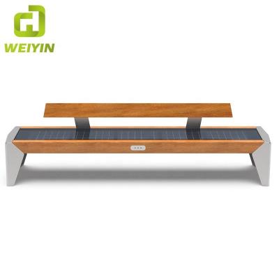 China Patio Bench Customized Style Outdoor Solar Smart Leisure Bench For Cell Phone Charging Station for sale