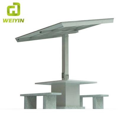 China Outdoor Table Solar Smart Phone Charger And AC Grid Table Bench Set For Campus And Hotels for sale