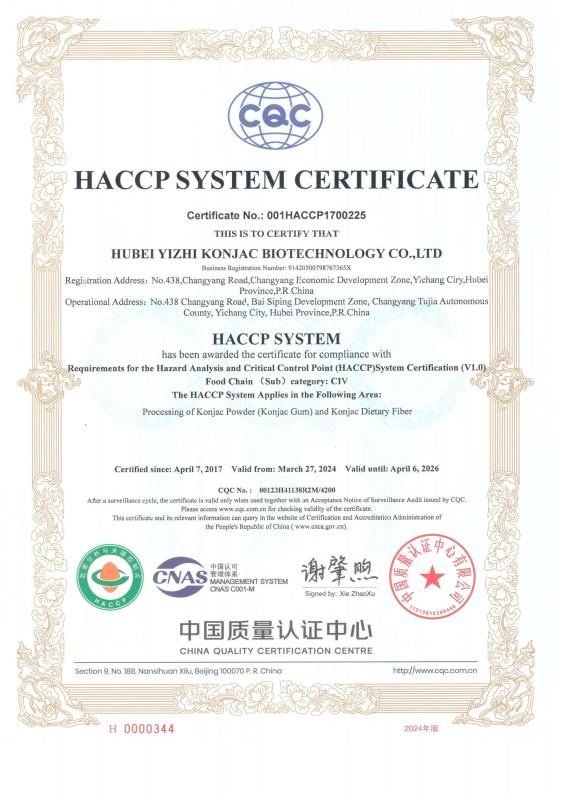 HACCP - Hubei Yizhi Konjac Biotechnology Co., Ltd