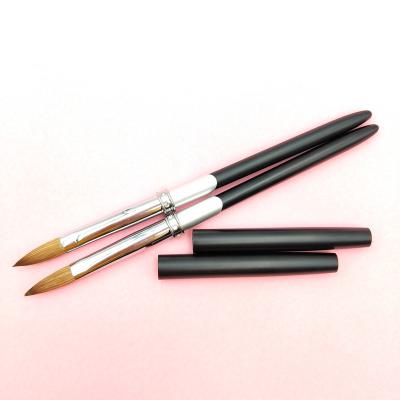 China Beauty Long Matte Black Metal Diamond Handle Nails 10 No Kolinsky 100% Acrylic Nail Brush for sale