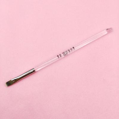 China Nail #6 Art Gel Brushes Acrylic Nails Beauty Oblique Transparent Clear Plastic Handle for sale