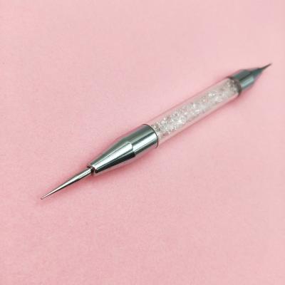 China Beauty Logo Clear Crystal Rhinestone Handle Custom Nail Art Nail Stylist Dotting Tool for sale