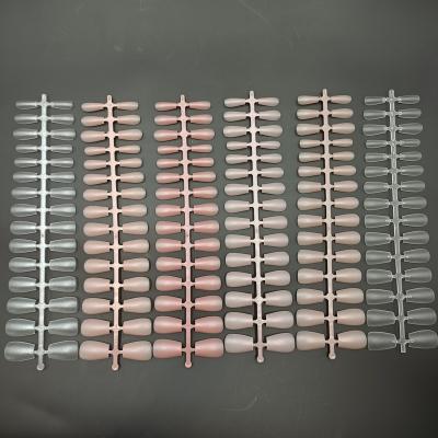 China Press On Nails Easy Apply 6 Colors Matte Clear Pink 15 Sizes Short Wide Press On Coffins Nail Tips for sale