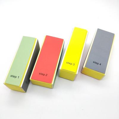 China Hot Selling File Type 4 Sides Professional Manicure Block Nail Art Sanding Block High Quality Nail Art Sponge Polishing Pad for sale