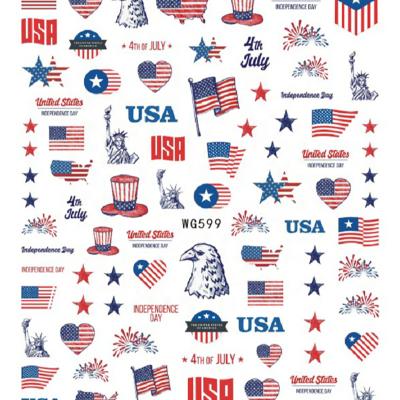 China Choose 1Pcs American Flag USA Stickers USA Independence Day Patriotic Sticker for Nail Art Nail Decoration Manicure for sale