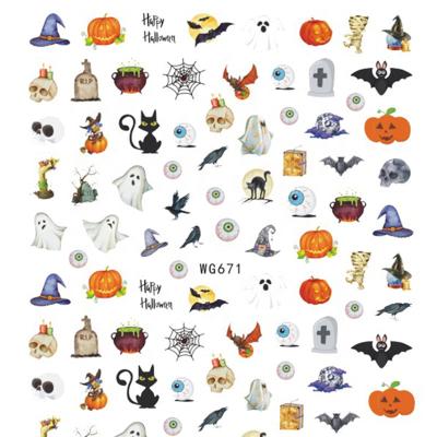 China Choose 1 Sheet Halloween Pumpkin Glow in the Dark Nail Stickers Skull Bone Decals Gel Polish Accessories DIY Nail Decorations for sale