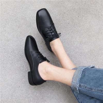 China Logo Autumn Leather Ladies Round Toe Custom Breathable Made Oxford Casual Shoes for sale