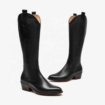 China New Breathable Pattern Thigh High PU Lined Shoes Chunky Knee High Boots For Woman for sale