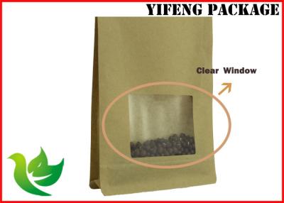 China Kraft Stand Up Pouches With Window / Resealable Kraft Paper Bags Custom Printing for sale