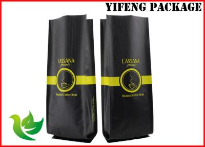 China Matt Heat Seal Coffee Packaging Bags , Flat Bottom Matte Black Stand Up Pouch for sale