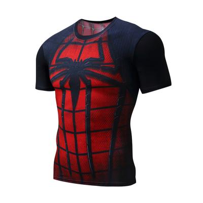 China 3D Anti Shrink Printing Polyester Spandex Tight Superhero Sports Shirts for sale