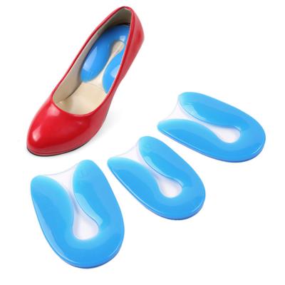 China Washable Pair U Shape Silicone Gel Heel Cups Shoe Pads Pain Relieve Tooth Cushion for sale