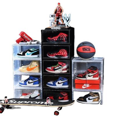 China Hot Selling Transparent Sneakers Multilayer Space Saving Stackable Home Storage Easy Assembly Solid Shoe Box Storage Plastic Shoe Box Showcase for sale