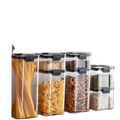 China Hot Selling Freshness Preservation 5 Pieces Airtight Storage Container Food Set Dry Goods Pantry Organization Kitchen Plastic Clear Food Box for sale