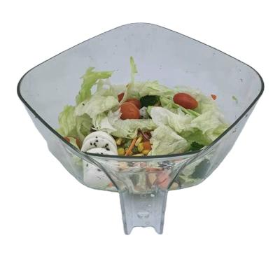 China Sustainable Wholesale High Quality Food Grade Fruit Salad Bowl PC Plastic Clear With Handle for sale