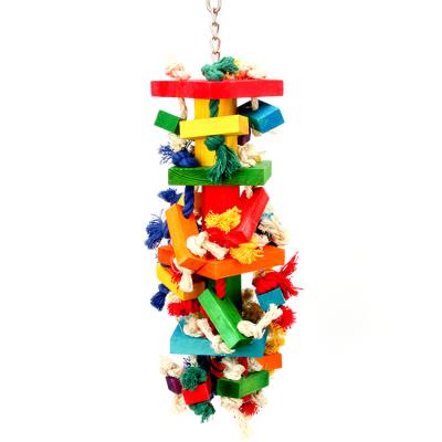 China Viable Wholesale Multi Colored Wooden Blocks Bird Chewing Toys For Aggressive Chewer for sale