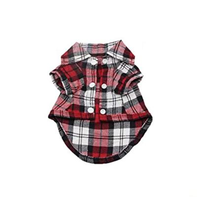 China Summer Stocked Dog Clothes Grid Plaid Polyester Cat Coat T-shirt Vest Puppy Clothing For Pets Products for sale